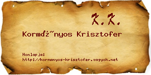 Kormányos Krisztofer névjegykártya