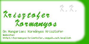krisztofer kormanyos business card